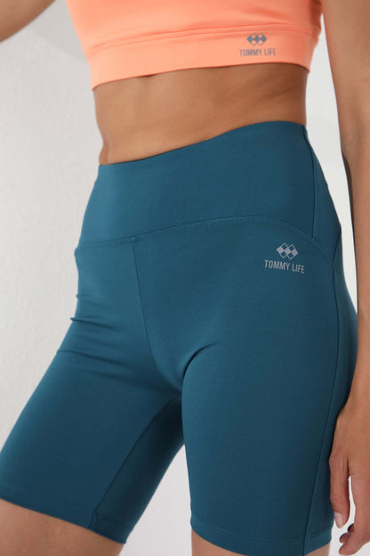 Emerald High Waist Wrap-up Short Biker Women's Tights - 91007