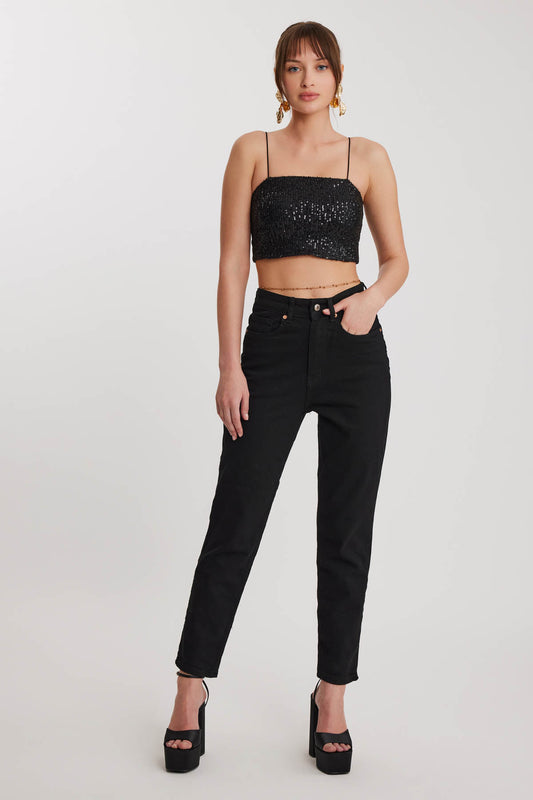 STRAIGHT FIT JEANS BLACK WITH SUTURES