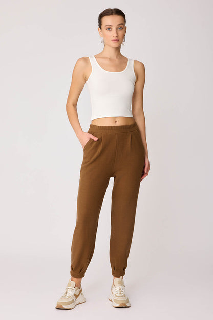 TRACKSUIT TROUSERS WITH PLEATED CUFFS & ELASTANE WAIST