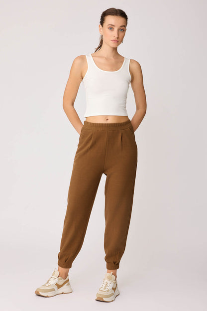 TRACKSUIT TROUSERS WITH PLEATED CUFFS & ELASTANE WAIST