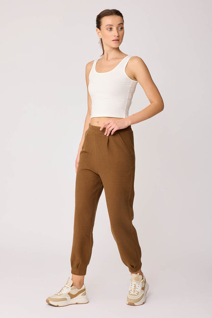 TRACKSUIT TROUSERS WITH PLEATED CUFFS & ELASTANE WAIST