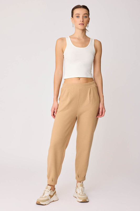 TRACKSUIT TROUSERS WITH PLEATED CUFFS & ELASTANE WAIST