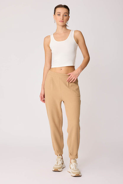TRACKSUIT TROUSERS WITH PLEATED CUFFS & ELASTANE WAIST