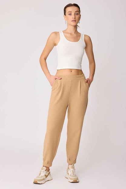 TRACKSUIT TROUSERS WITH PLEATED CUFFS & ELASTANE WAIST