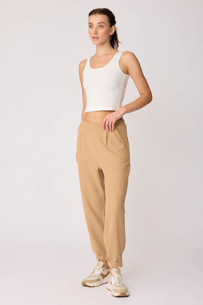 TRACKSUIT TROUSERS WITH PLEATED CUFFS & ELASTANE WAIST