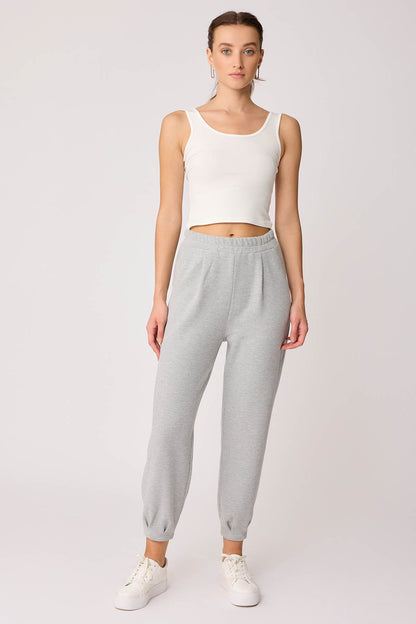 TRACKSUIT TROUSERS WITH PLEATED CUFFS & ELASTANE WAIST