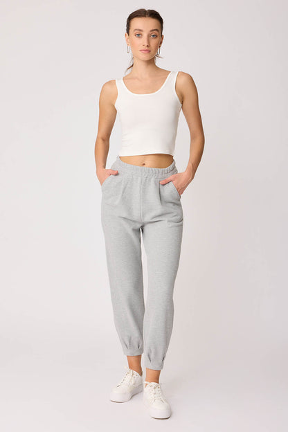 TRACKSUIT TROUSERS WITH PLEATED CUFFS & ELASTANE WAIST