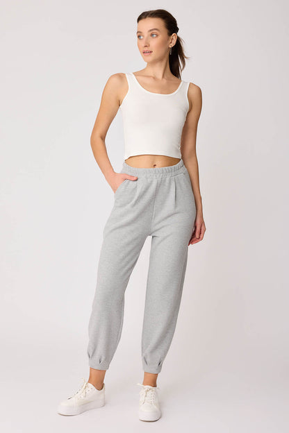 TRACKSUIT TROUSERS WITH PLEATED CUFFS & ELASTANE WAIST