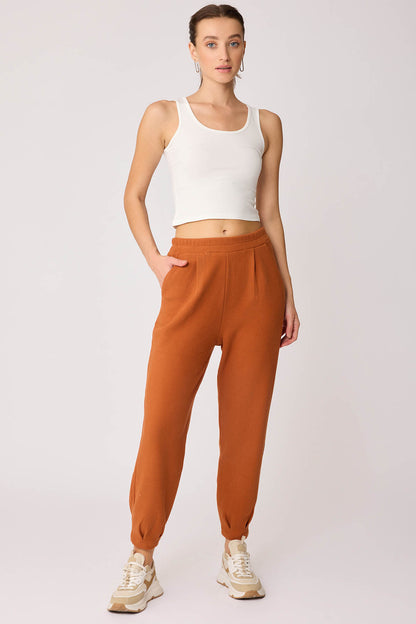 TRACKSUIT TROUSERS WITH PLEATED CUFFS & ELASTANE WAIST