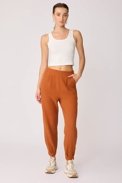 TRACKSUIT TROUSERS WITH PLEATED CUFFS & ELASTANE WAIST