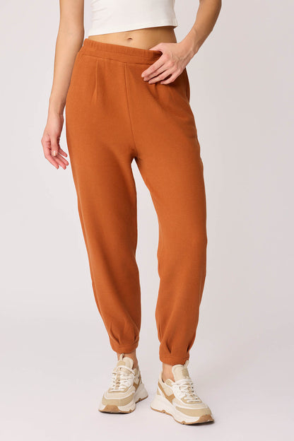 TRACKSUIT TROUSERS WITH PLEATED CUFFS & ELASTANE WAIST
