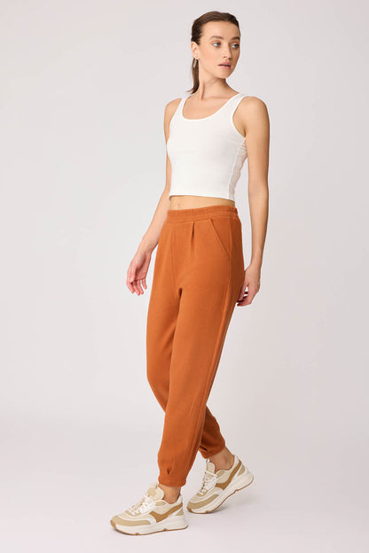 TRACKSUIT TROUSERS WITH PLEATED CUFFS & ELASTANE WAIST