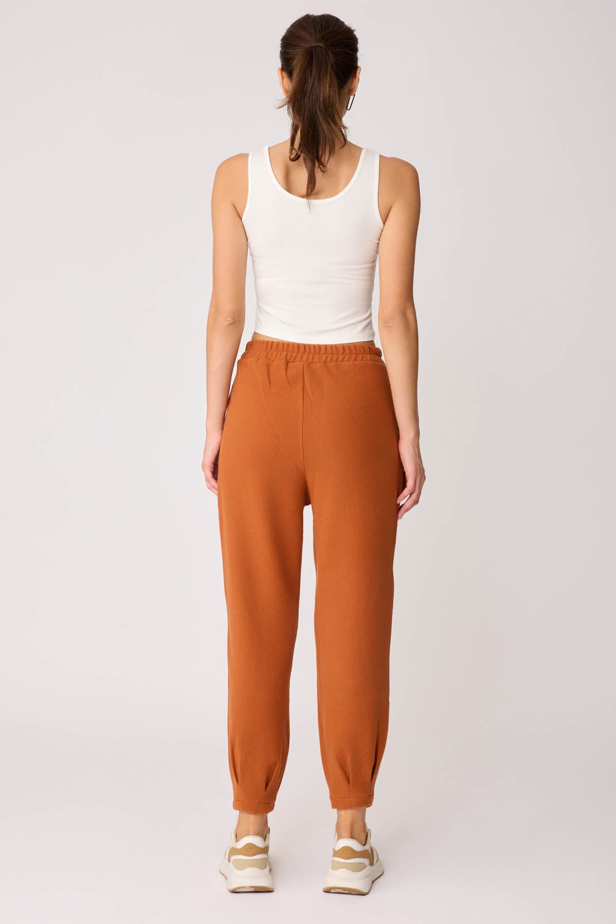 TRACKSUIT TROUSERS WITH PLEATED CUFFS & ELASTANE WAIST