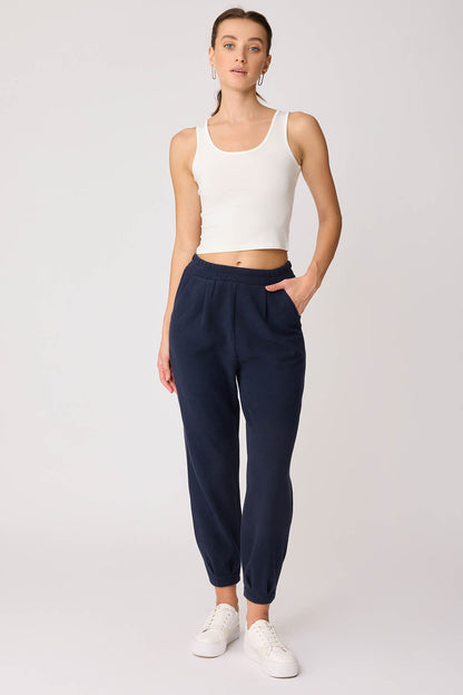 TRACKSUIT TROUSERS WITH PLEATED CUFFS & ELASTANE WAIST