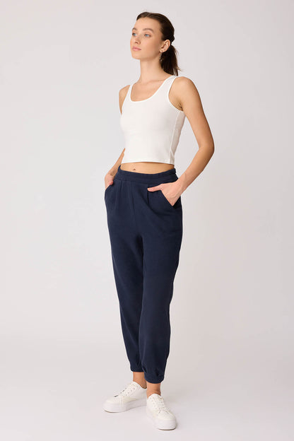 TRACKSUIT TROUSERS WITH PLEATED CUFFS & ELASTANE WAIST