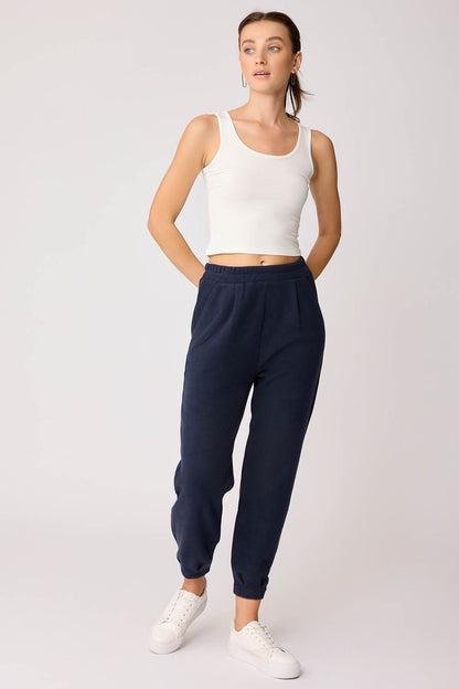 TRACKSUIT TROUSERS WITH PLEATED CUFFS & ELASTANE WAIST