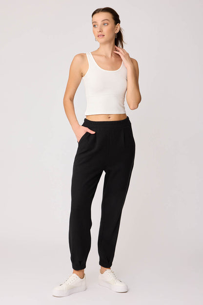 TRACKSUIT TROUSERS WITH PLEATED CUFFS & ELASTANE WAIST