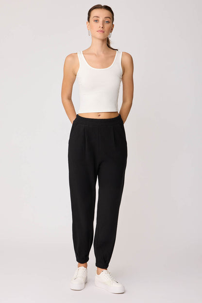 TRACKSUIT TROUSERS WITH PLEATED CUFFS & ELASTANE WAIST