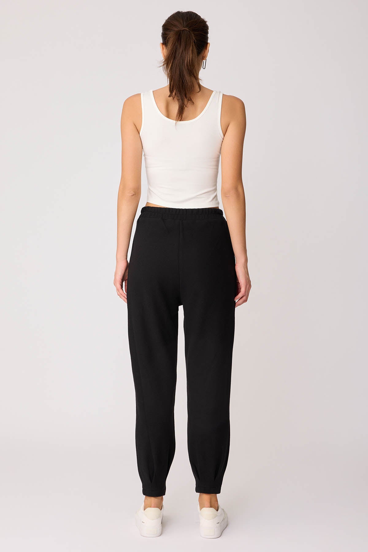TRACKSUIT TROUSERS WITH PLEATED CUFFS & ELASTANE WAIST