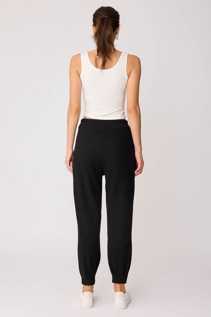 TRACKSUIT TROUSERS WITH PLEATED CUFFS & ELASTANE WAIST