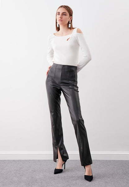 RIPPED LEATHER TROUSERS