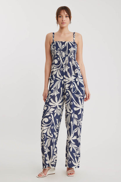 PALM PATTERN OVERALLS