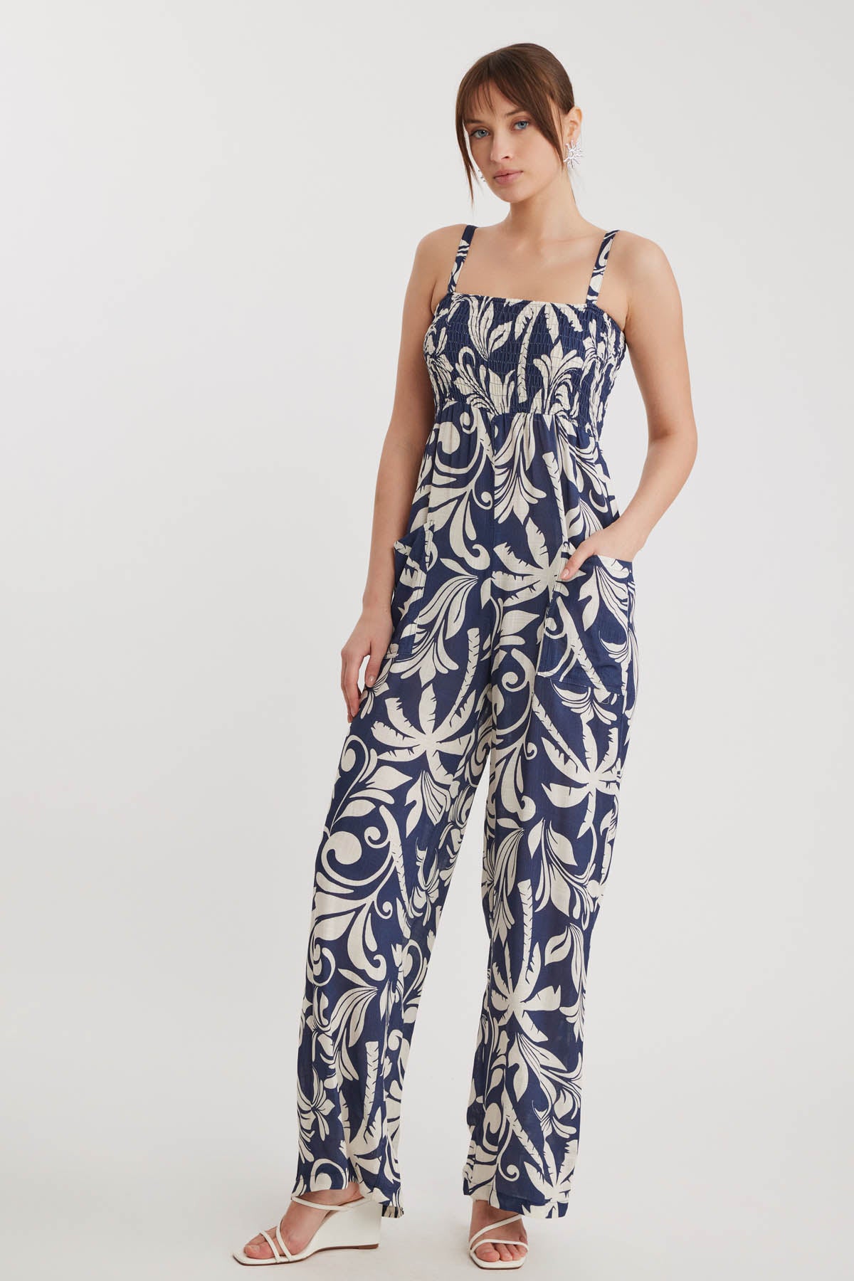 PALM PATTERN OVERALLS