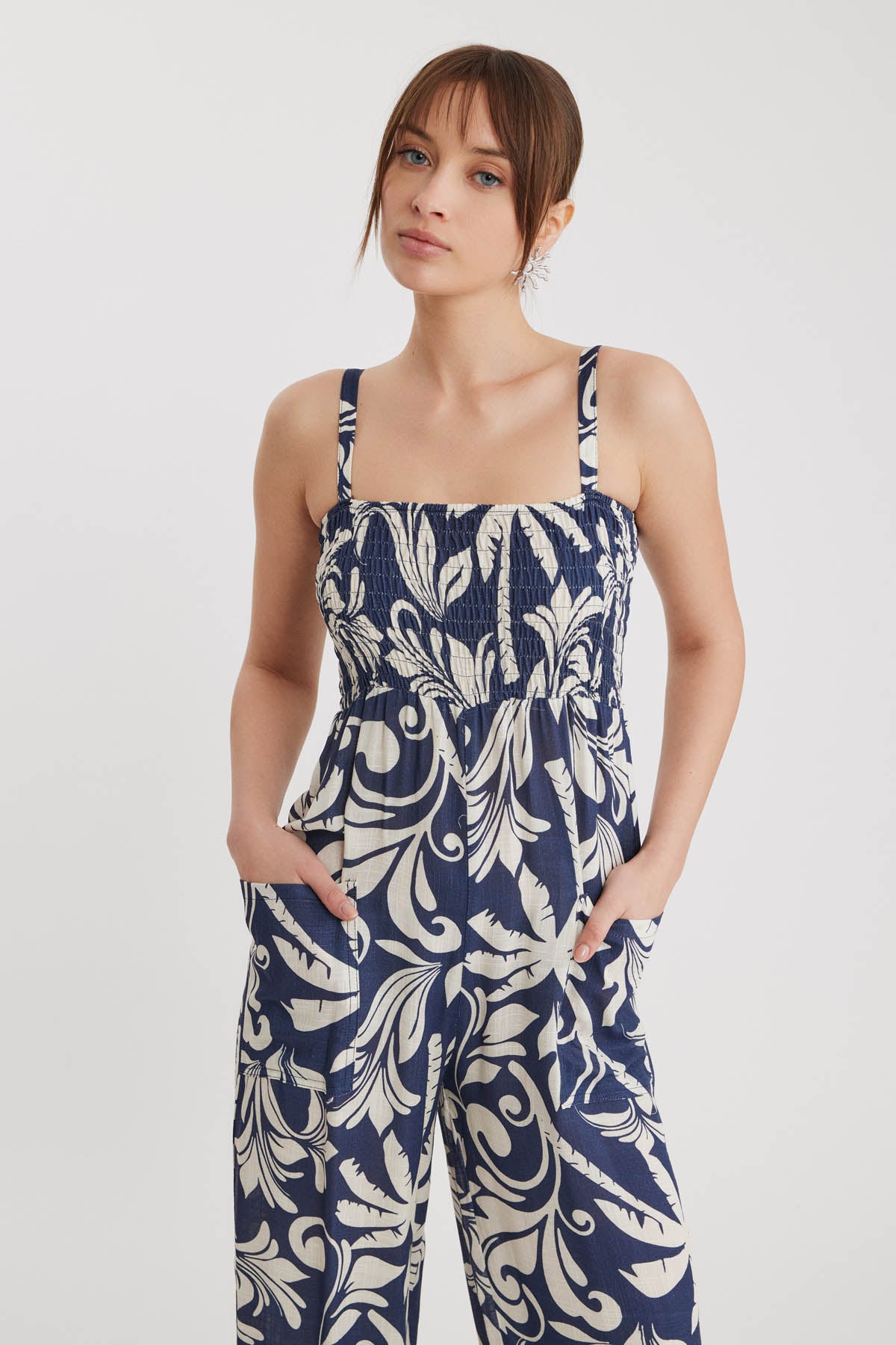 PALM PATTERN OVERALLS