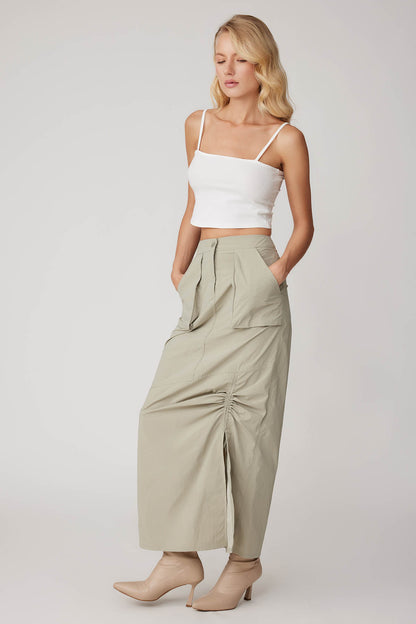 PARACHUTE FABRIC FRONT CURVED POCKET SKIRT