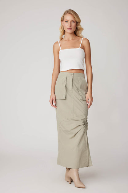 PARACHUTE FABRIC FRONT CURVED POCKET SKIRT