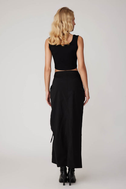 PARACHUTE FABRIC FRONT CURVED POCKET SKIRT