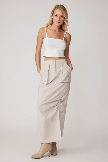 PARACHUTE FABRIC FRONT CURVED POCKET SKIRT