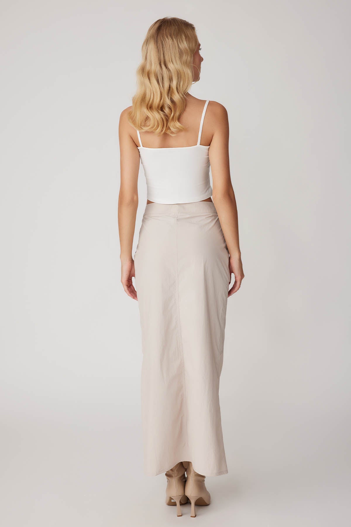 PARACHUTE FABRIC FRONT CURVED POCKET SKIRT