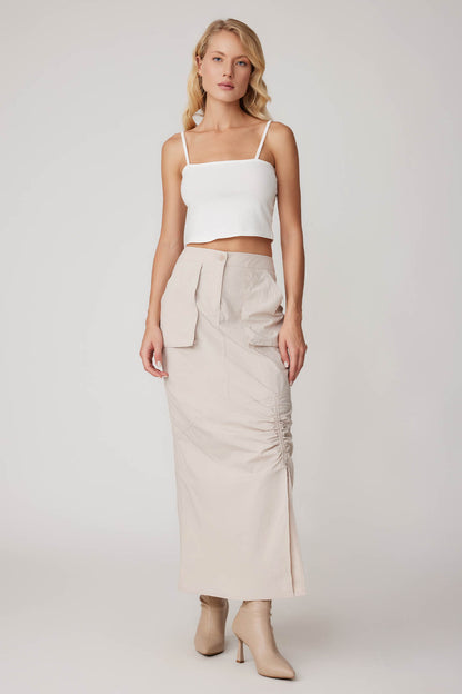 PARACHUTE FABRIC FRONT CURVED POCKET SKIRT