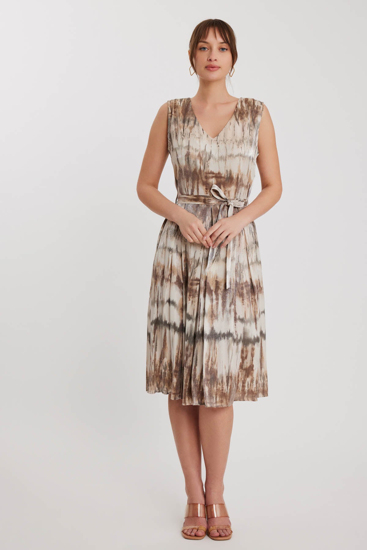 BRIGHT PATTERN- V NECK DRESS