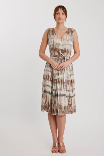 BRIGHT PATTERN- V NECK DRESS
