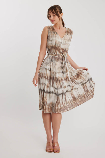 BRIGHT PATTERN- V NECK DRESS