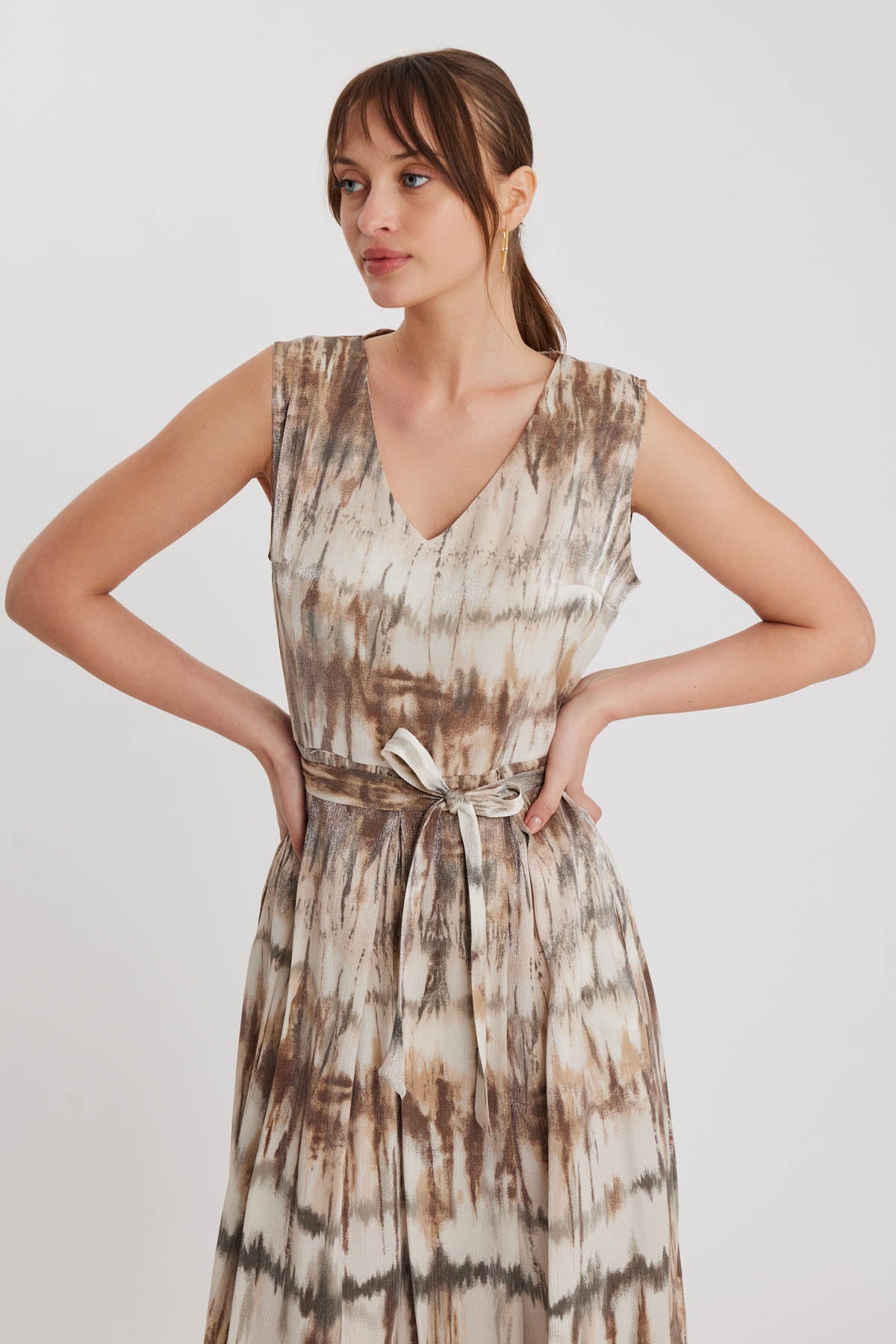 BRIGHT PATTERN- V NECK DRESS