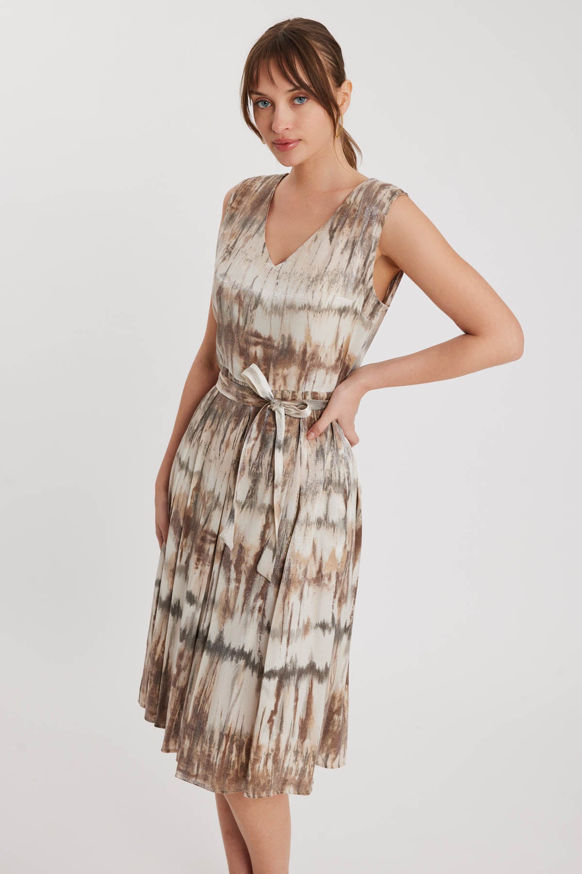 BRIGHT PATTERN- V NECK DRESS