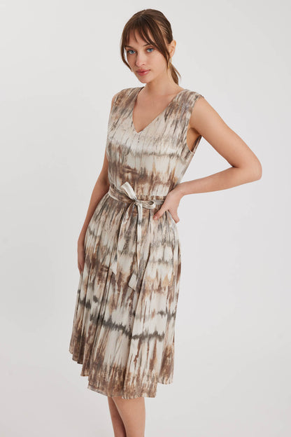 BRIGHT PATTERN- V NECK DRESS