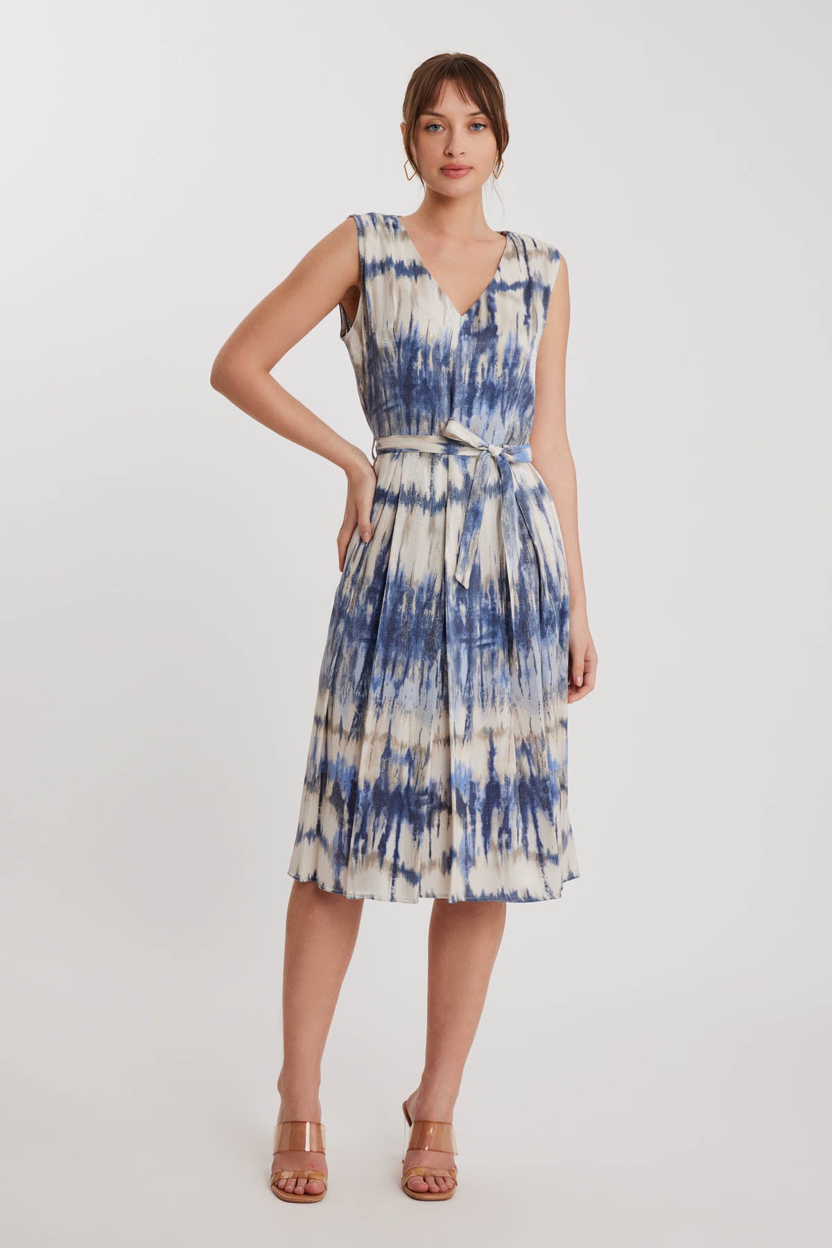 BRIGHT PATTERN- V NECK DRESS