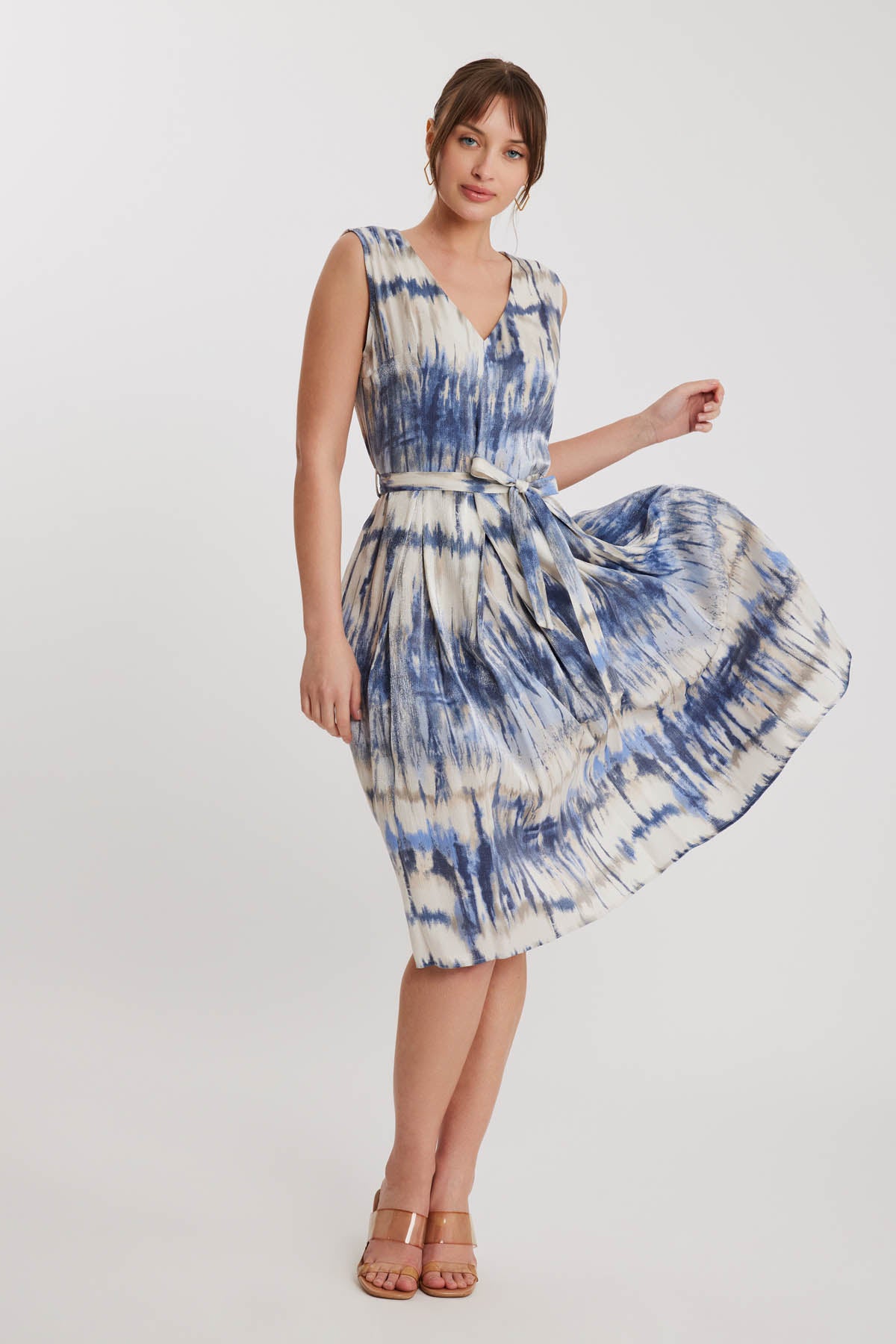 BRIGHT PATTERN- V NECK DRESS