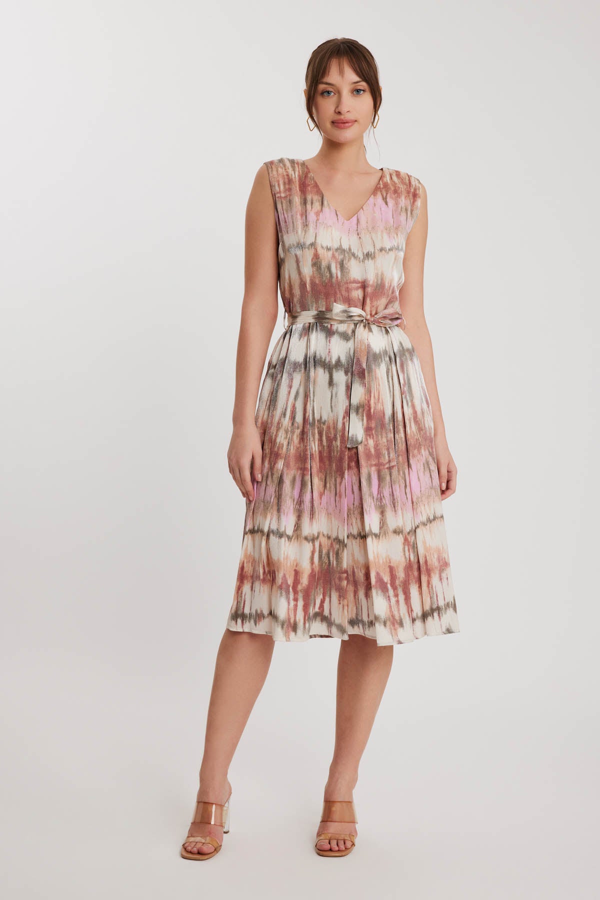 BRIGHT PATTERN- V NECK DRESS