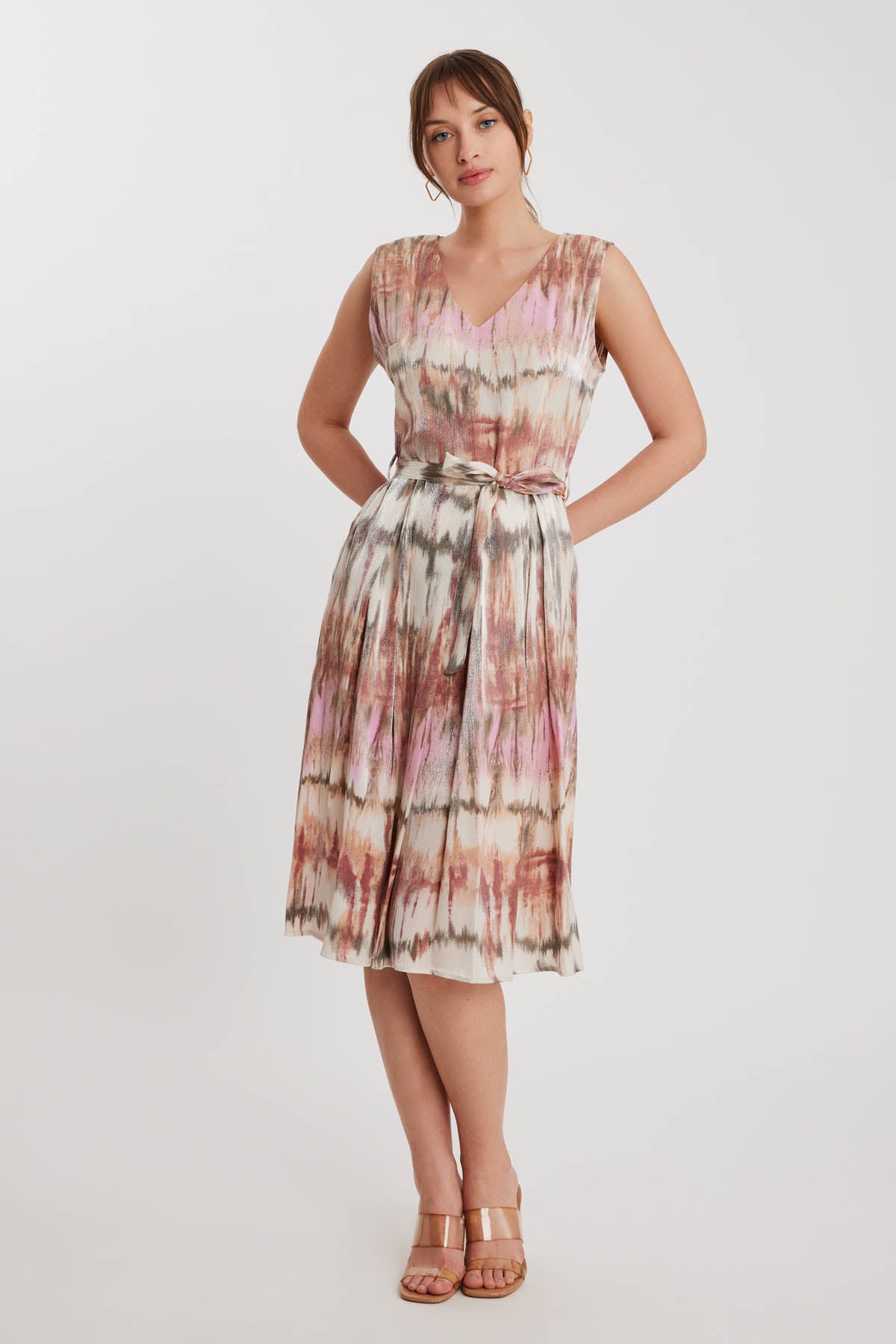 BRIGHT PATTERN- V NECK DRESS