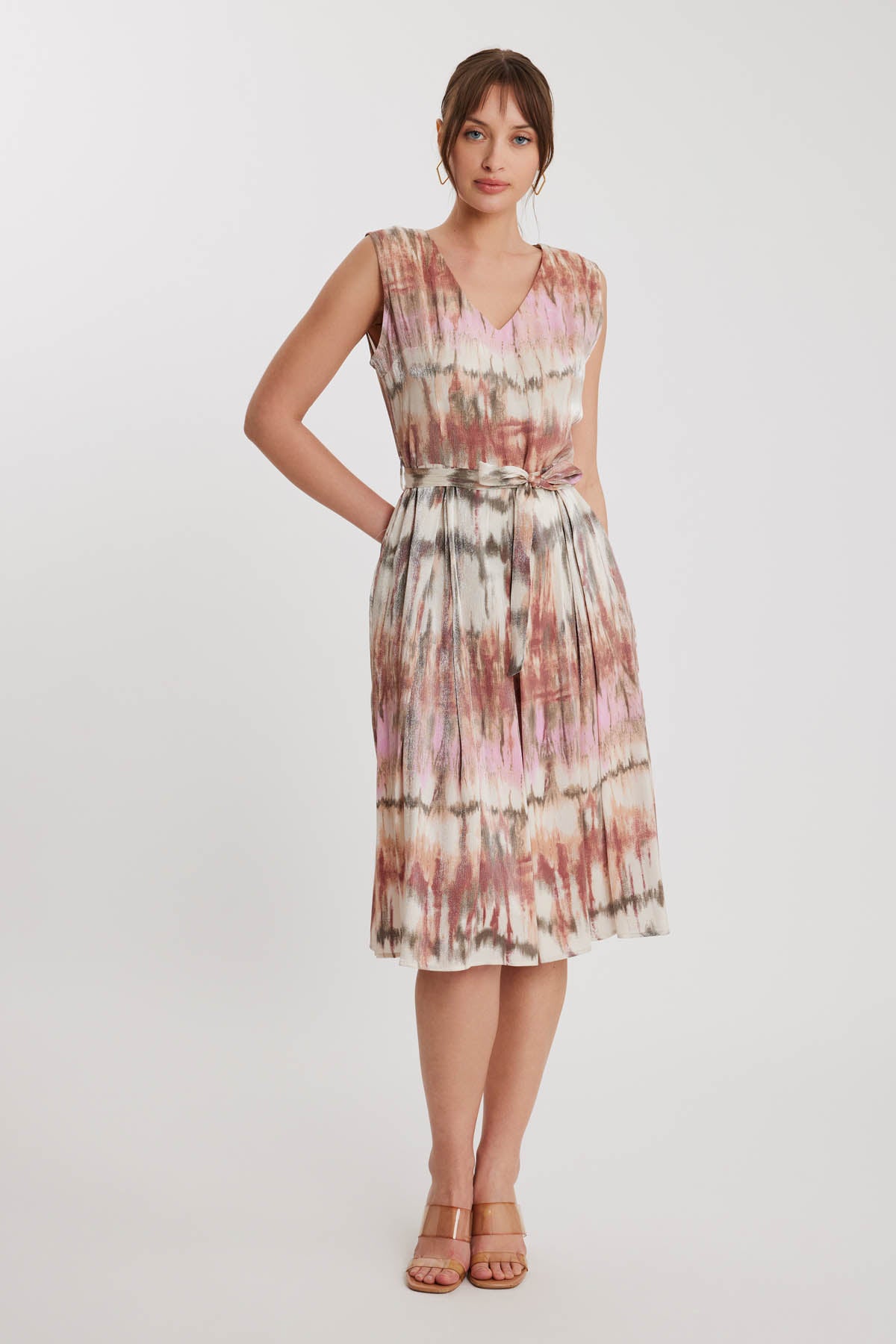 BRIGHT PATTERN- V NECK DRESS