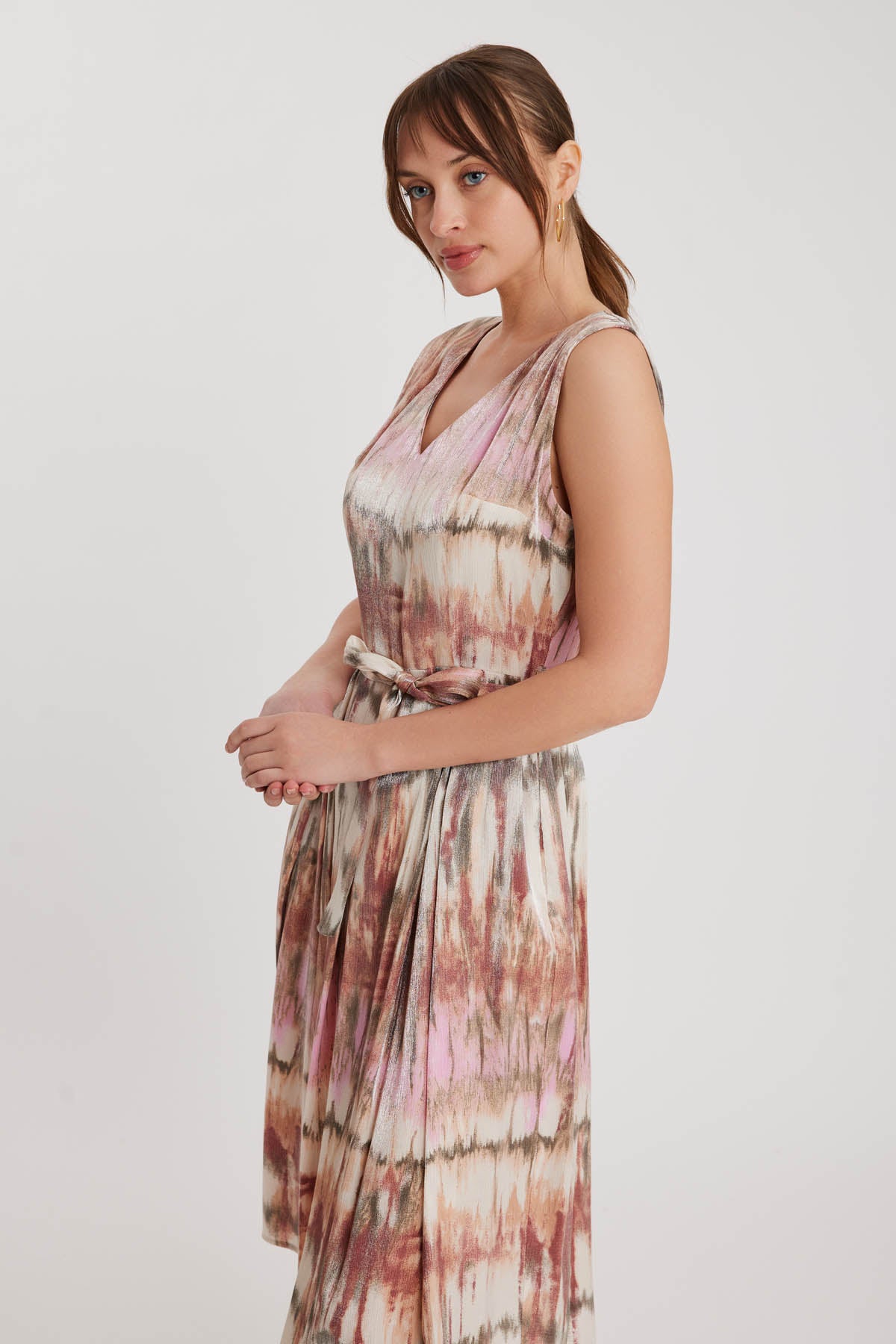 BRIGHT PATTERN- V NECK DRESS