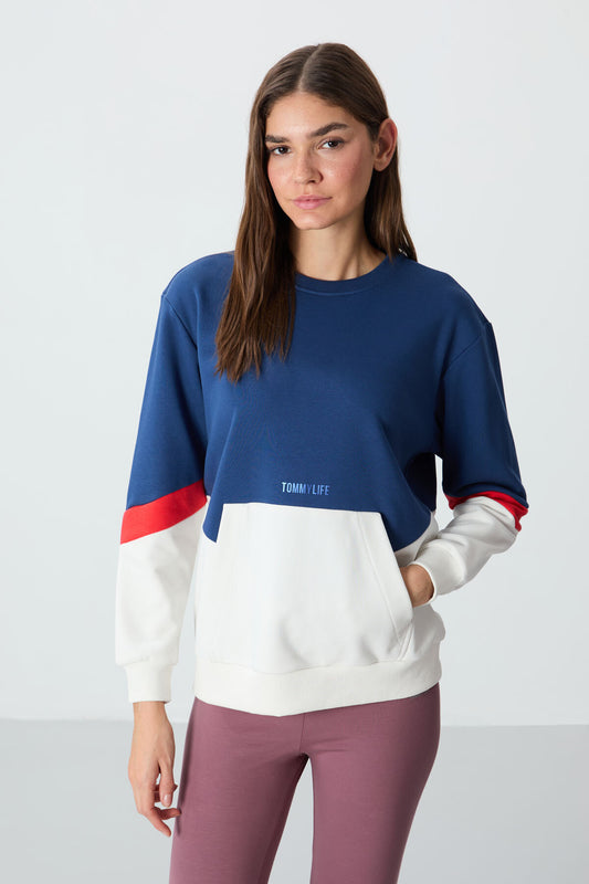 Parliament Compact Cotton Thick Smooth Textured O-Collar Oversize Fit Women's Sweatshirt - 97289