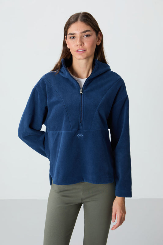 Parliament Thick Soft Textured Hooded Oversize Embroidered Fleece Women's Sweatshirt -97286