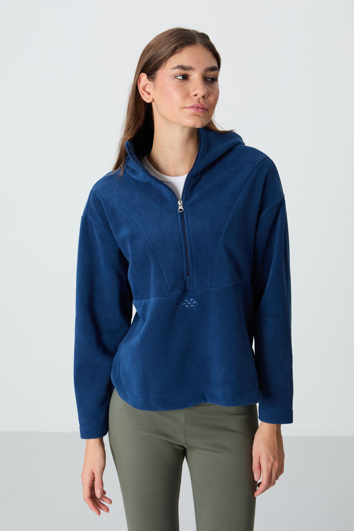 Parliament Thick Soft Textured Hooded Oversize Embroidered Fleece Women's Sweatshirt -97286