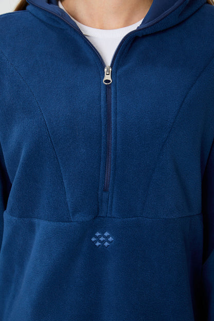 Parliament Thick Soft Textured Hooded Oversize Embroidered Fleece Women's Sweatshirt -97286